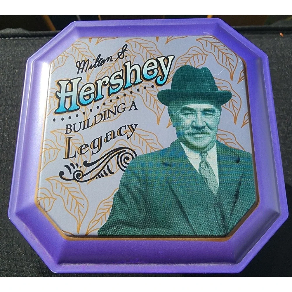Vintage Milton S. Hershey Building A Legacy Canister Series #3 Purple Tin 1996